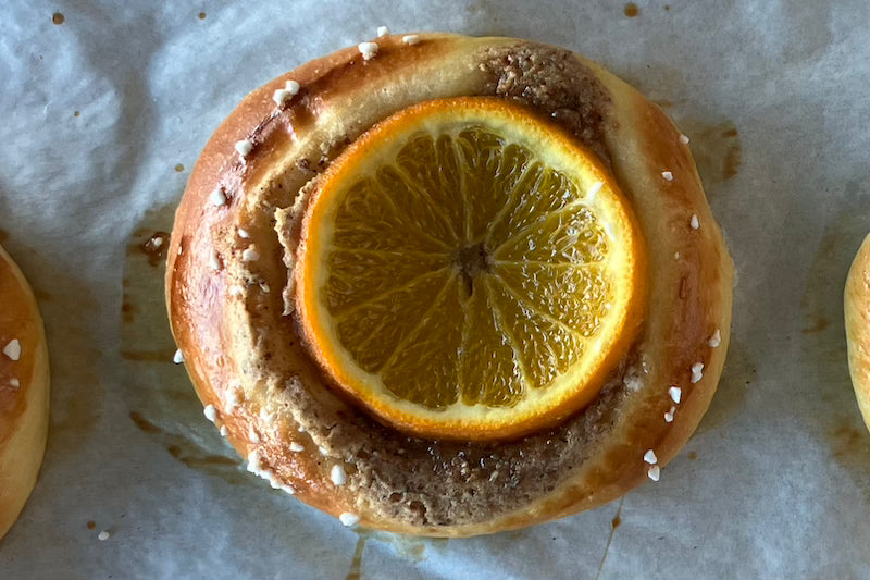 Poached Citrus Financier Brioche Tart (Sunday)